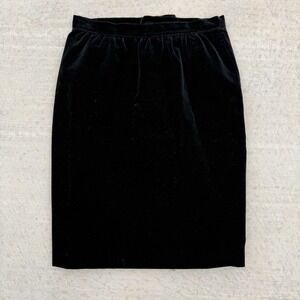 Vintage Black Velvet Witchy Gothic Holiday Hollywood Regency Glam Pencil Skirt